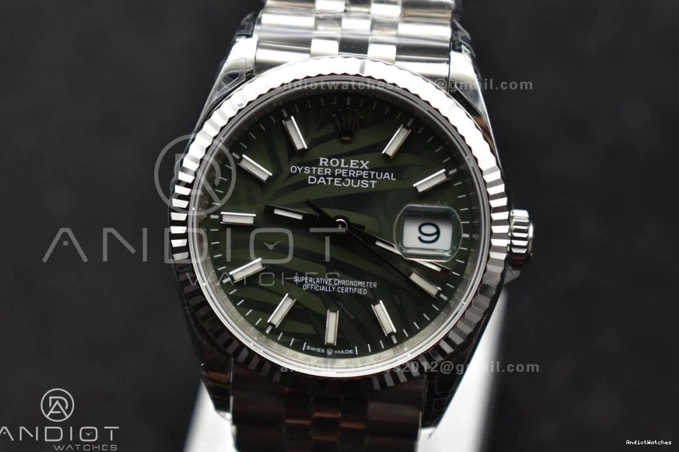 Jubilee Dial on Trendsetting VS Best Leaf 576 904L Steel Bracelet VSF SS DateJust Edition 36 Green 1:1 126234 0330
